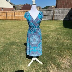 Jones New York Blue Floral Midi Dress